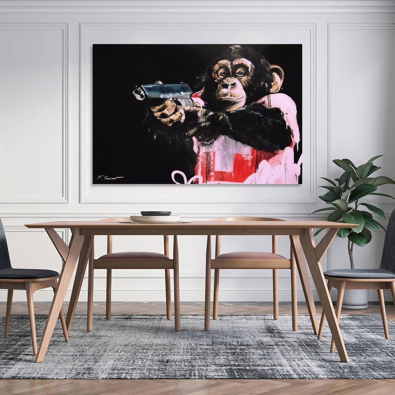 Amazon.co.jp: 面白い動物猿キャンバス絵画抽象ポスターhd ポスター